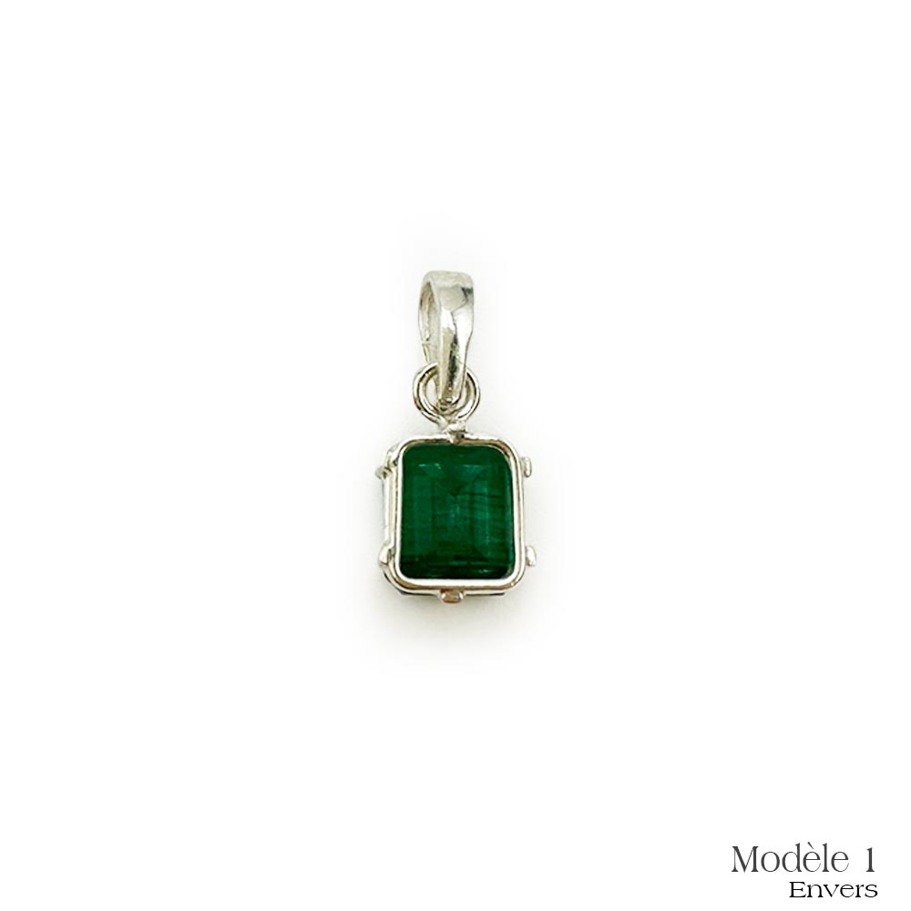 Pendentif Émeraude & Argent Rhodié