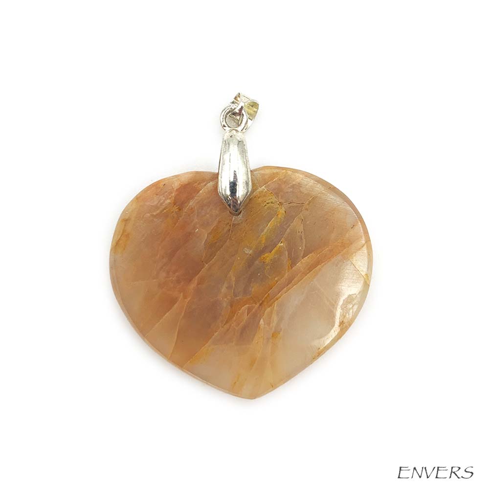 Pendentif Coeur Pierre de Lune Orange
