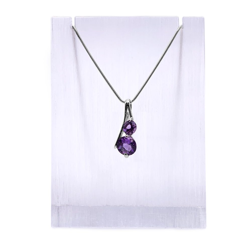 Pendentif en Argent Rhodié et Pierre Naturelle - Modèle Linéa