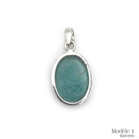 Pendentif en Amazonite cerclé en Argent Massif