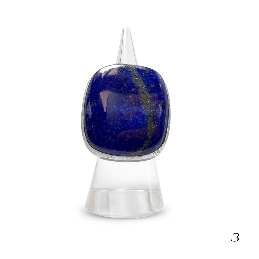 Bague Argent Massif Réglable en Lapis-Lazuli