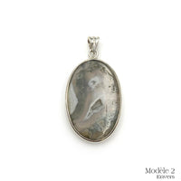 Pendentif en Agate Mousse cerclé en Argent Massif 925/1000