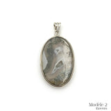 Pendentif en Agate Mousse cerclé en Argent Massif 925/1000