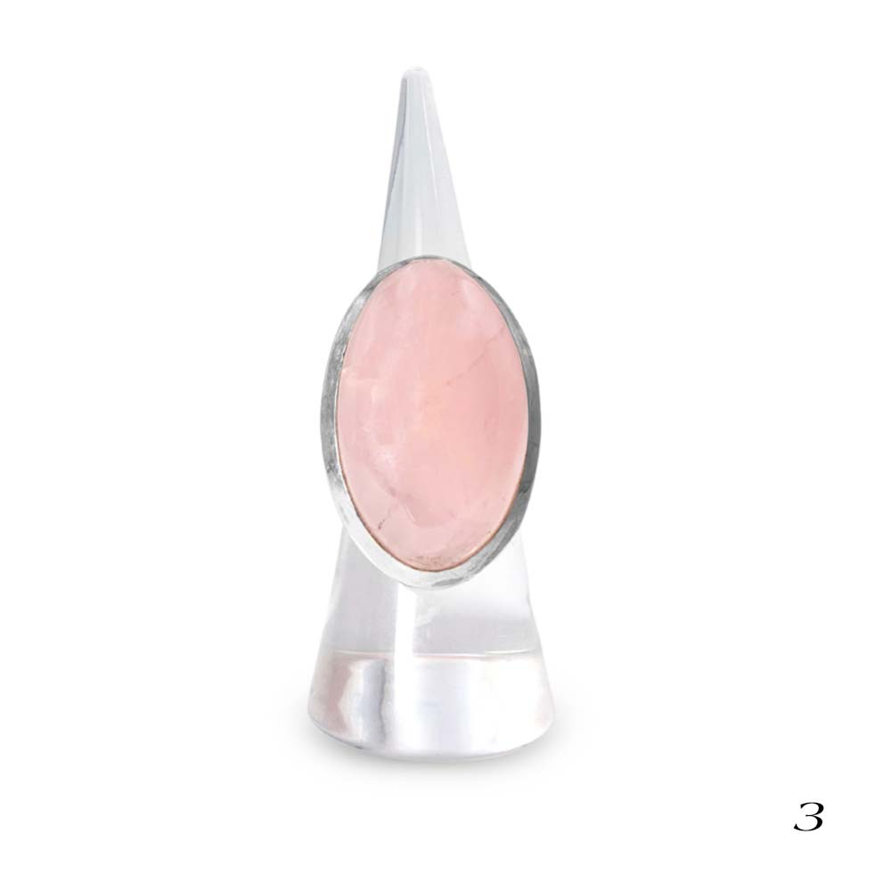 Bague Argent Massif Réglable en Quartz Rose