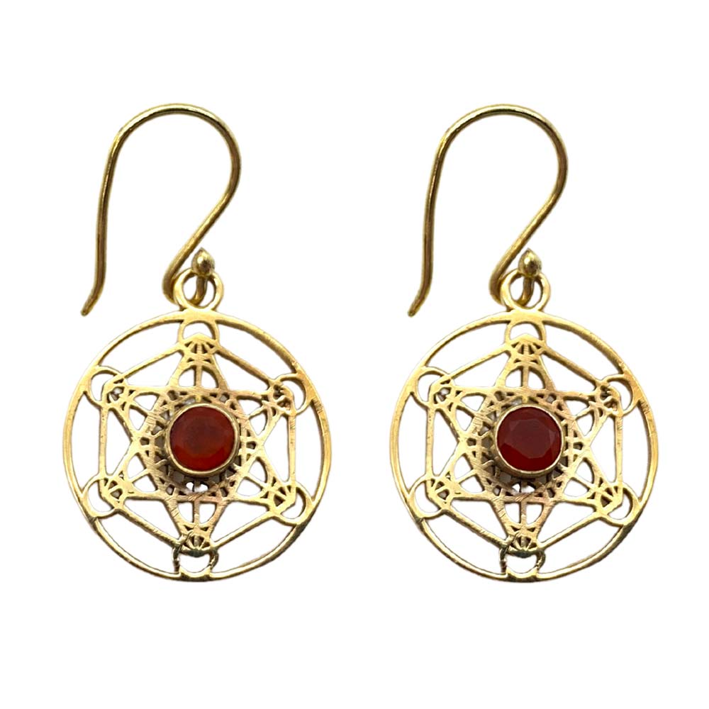 Boucles d'oreilles en Laiton - Cube de Métatron - Pierres Naturelles