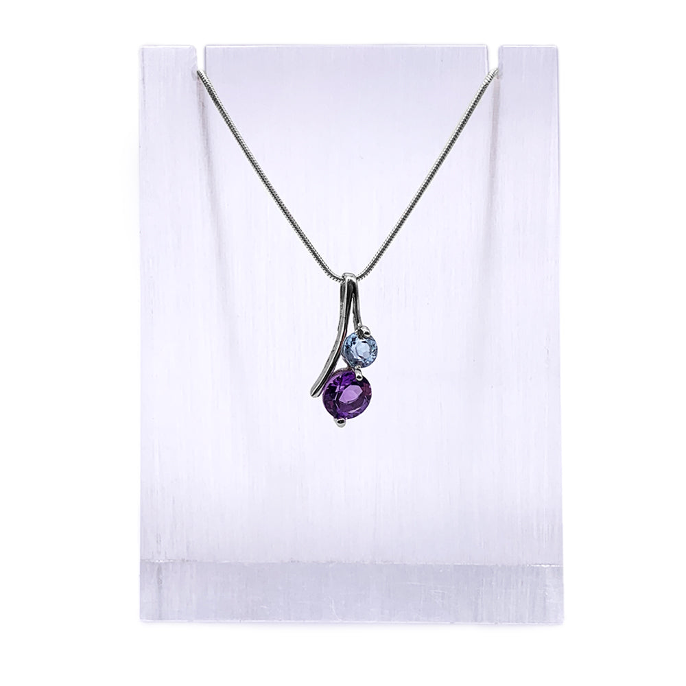 Pendentif en Argent Rhodié et Pierre Naturelle - Modèle Linéa