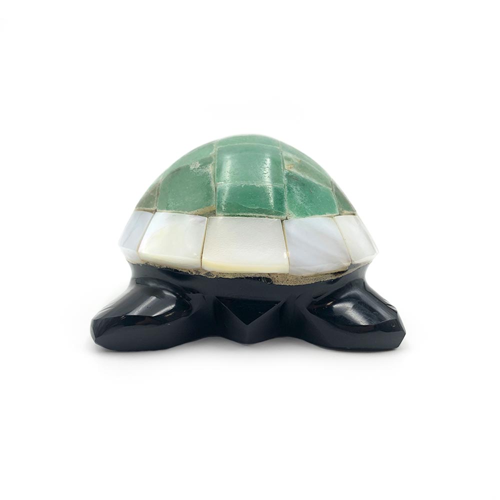 Tortue Obsidienne Noire, Aventurine Verte et Nacre