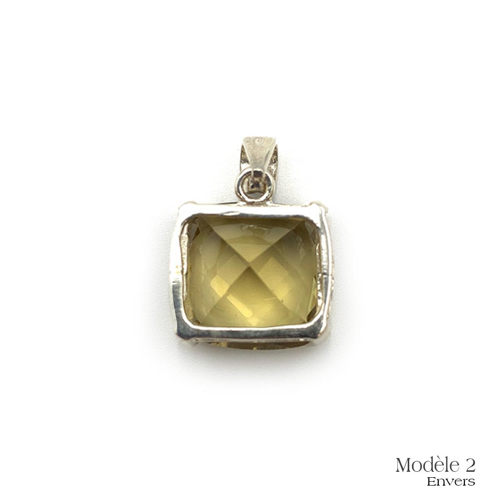 Pendentif en Citrine facettée cerclé en Argent Massif