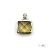 Pendentif en Citrine facettée cerclé en Argent Massif