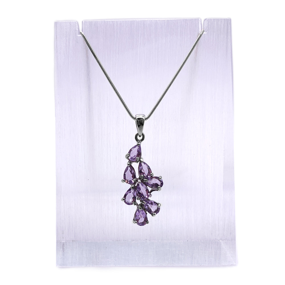 Pendentif en Argent Rhodié et Pierre Naturelle - Modèle Célestia