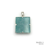 Pendentif en Amazonite cerclé en Argent Massif