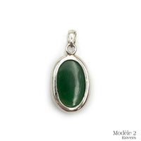 Pendentif en Jade Néphrite cerclé en Argent Massif 925/1000