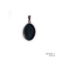 Pendentif en Obsidienne œil céleste cerclé en Argent Massif 925/1000