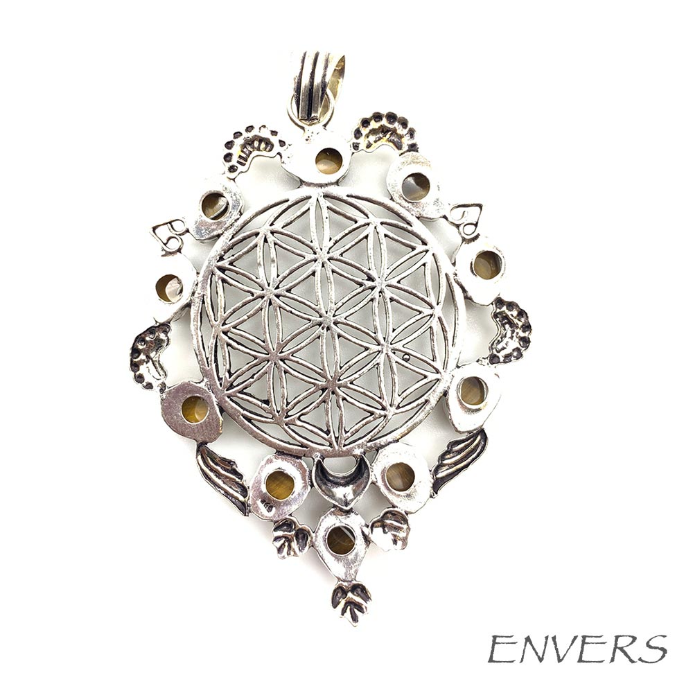 Pendentif Pierre Naturelle - Fleur de Vie