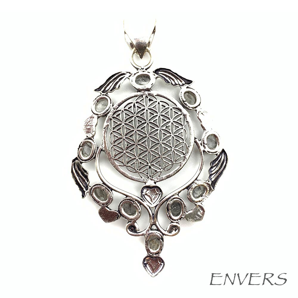 Pendentif Pierre Naturelle - Fleur de Vie