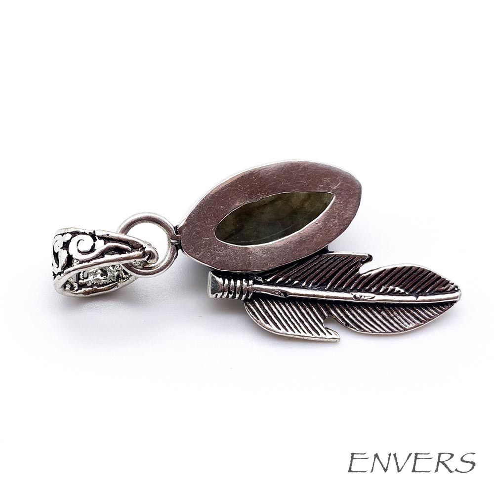 Pendentif Pierre Naturelle - Plume