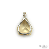 Pendentif en Citrine facettée cerclé en Argent Massif