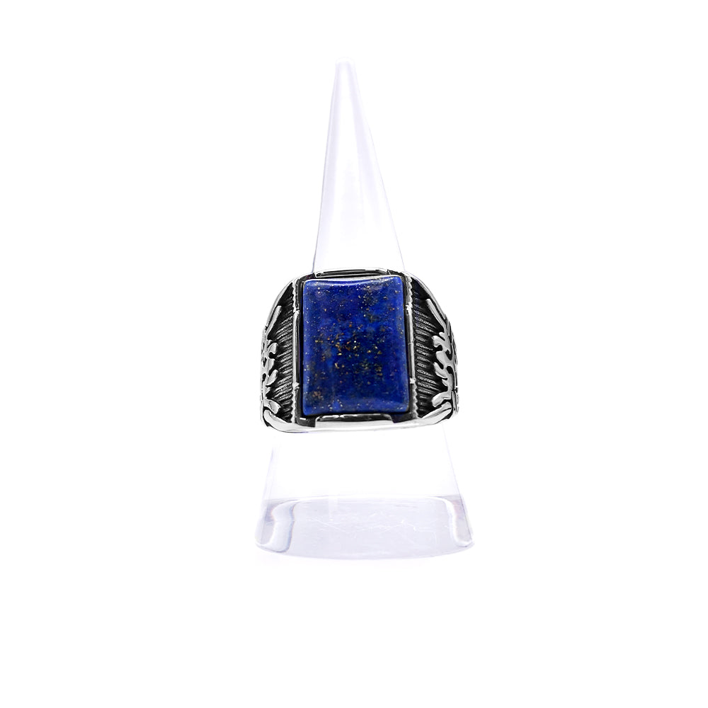 Bague Homme en Acier inoxydable et Pierre Naturelle - Modèle Chevalière "Kingdom"