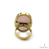 Bague Laiton Réglable en Quartz Rose