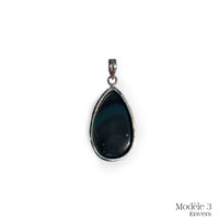 Pendentif en Obsidienne œil céleste cerclé en Argent Massif 925/1000