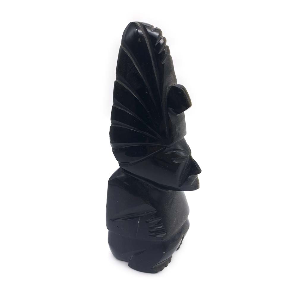 Sculpture Totem Aztèque - Obsidienne Dorée - 14 cm