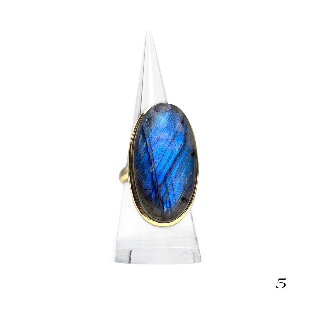 Bague Laiton Réglable en Labradorite