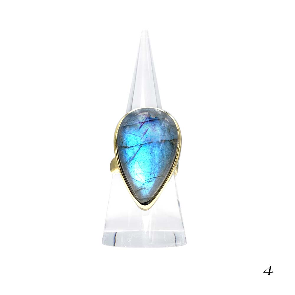 Bague Laiton Réglable en Labradorite