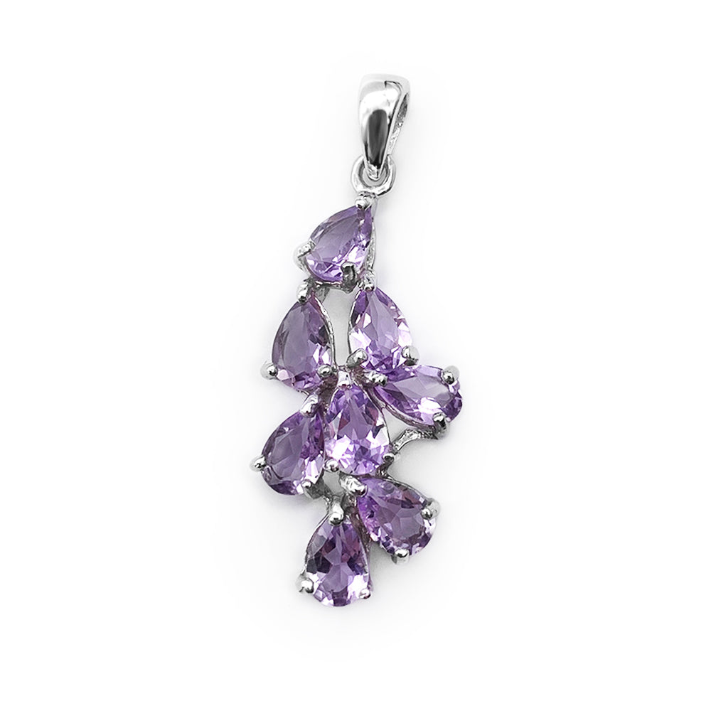 Pendentif en Argent Rhodié et Pierre Naturelle - Modèle Célestia