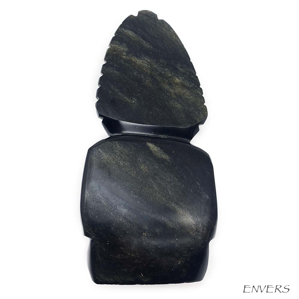Sculpture Totem Aztèque - Obsidienne Dorée - 16 cm