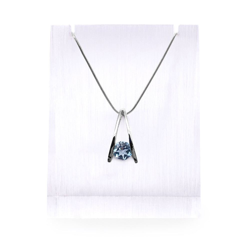 Pendentif en Argent Rhodié et Pierre Naturelle - Modèle Lumina