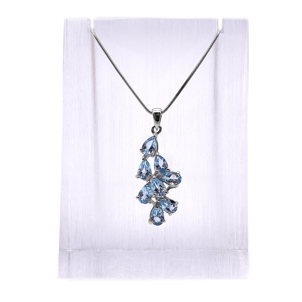 Pendentif en Argent Rhodié et Pierre Naturelle - Modèle Célestia