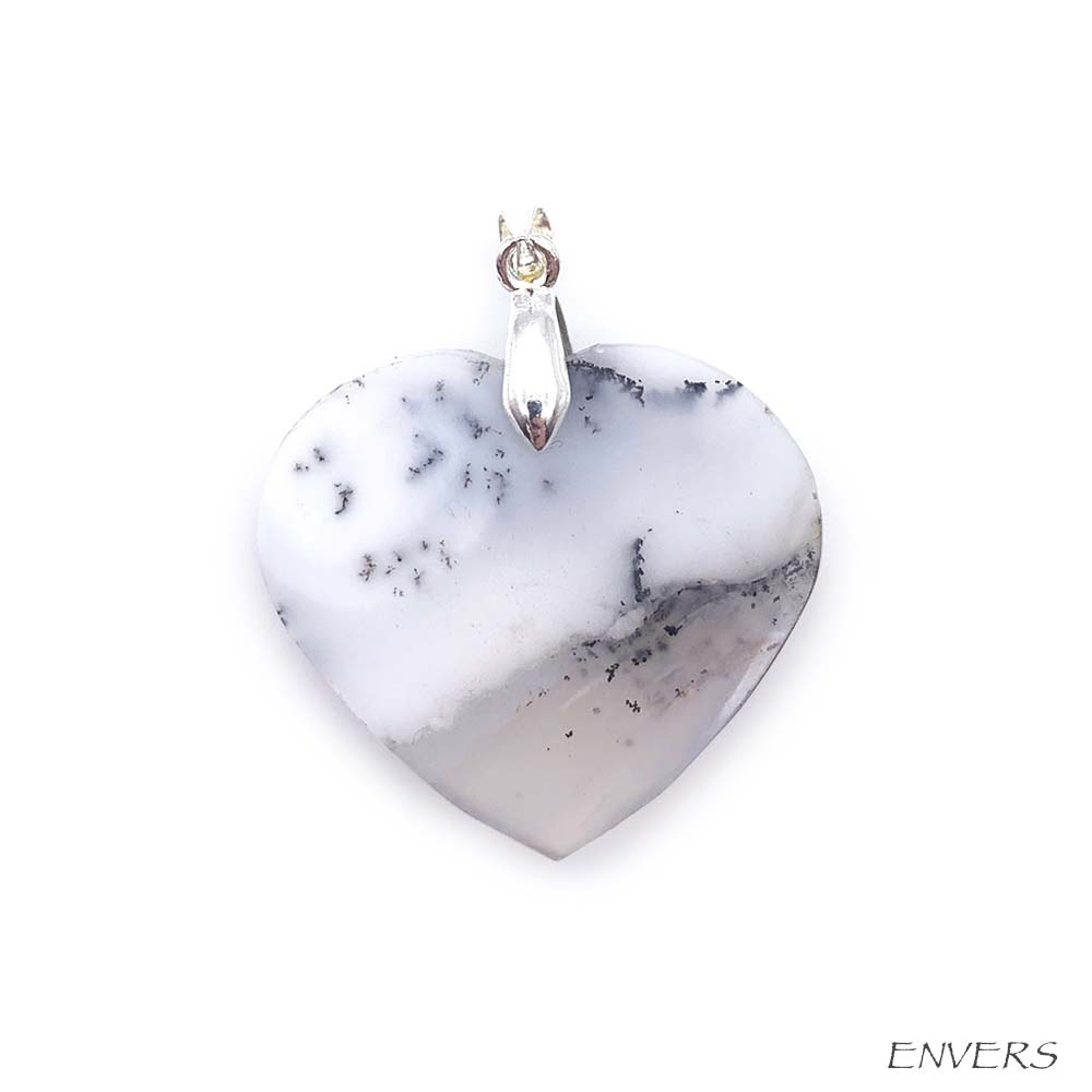 Pendentif Coeur en Agate Dendritique