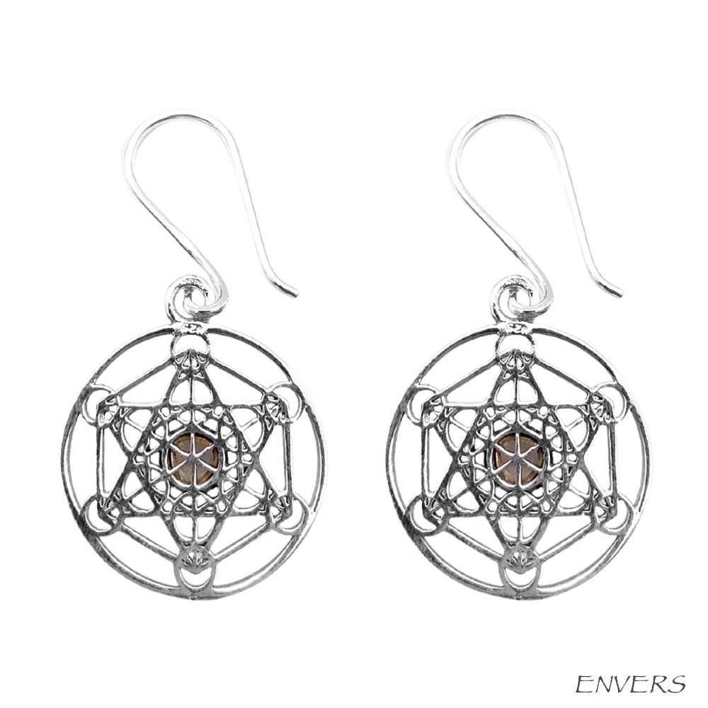 Boucles d'oreilles en Argent - Cube de Métatron - Pierres Naturelles