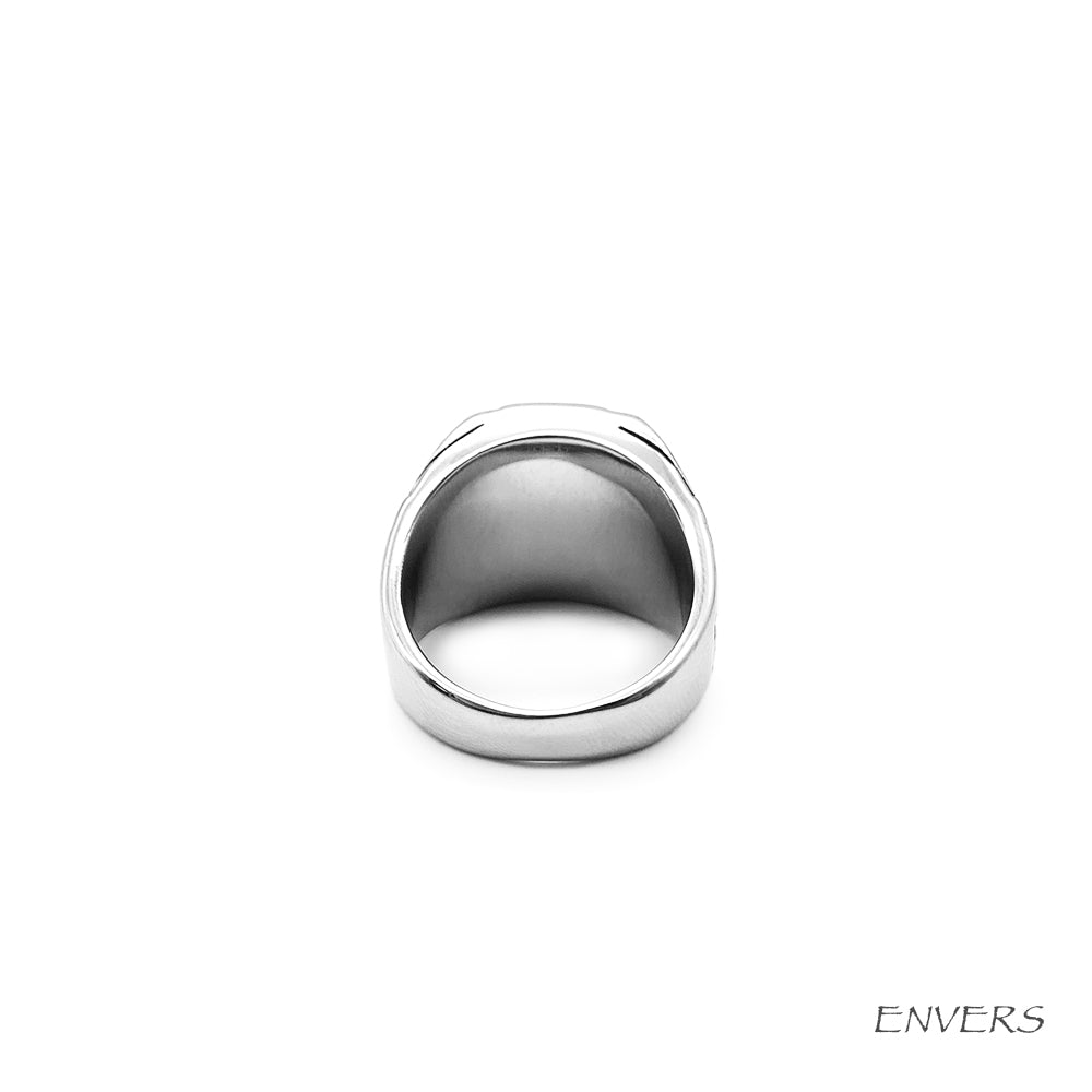 Bague Homme en Acier inoxydable et Pierre Naturelle - Modèle Chevalière "Kingdom"