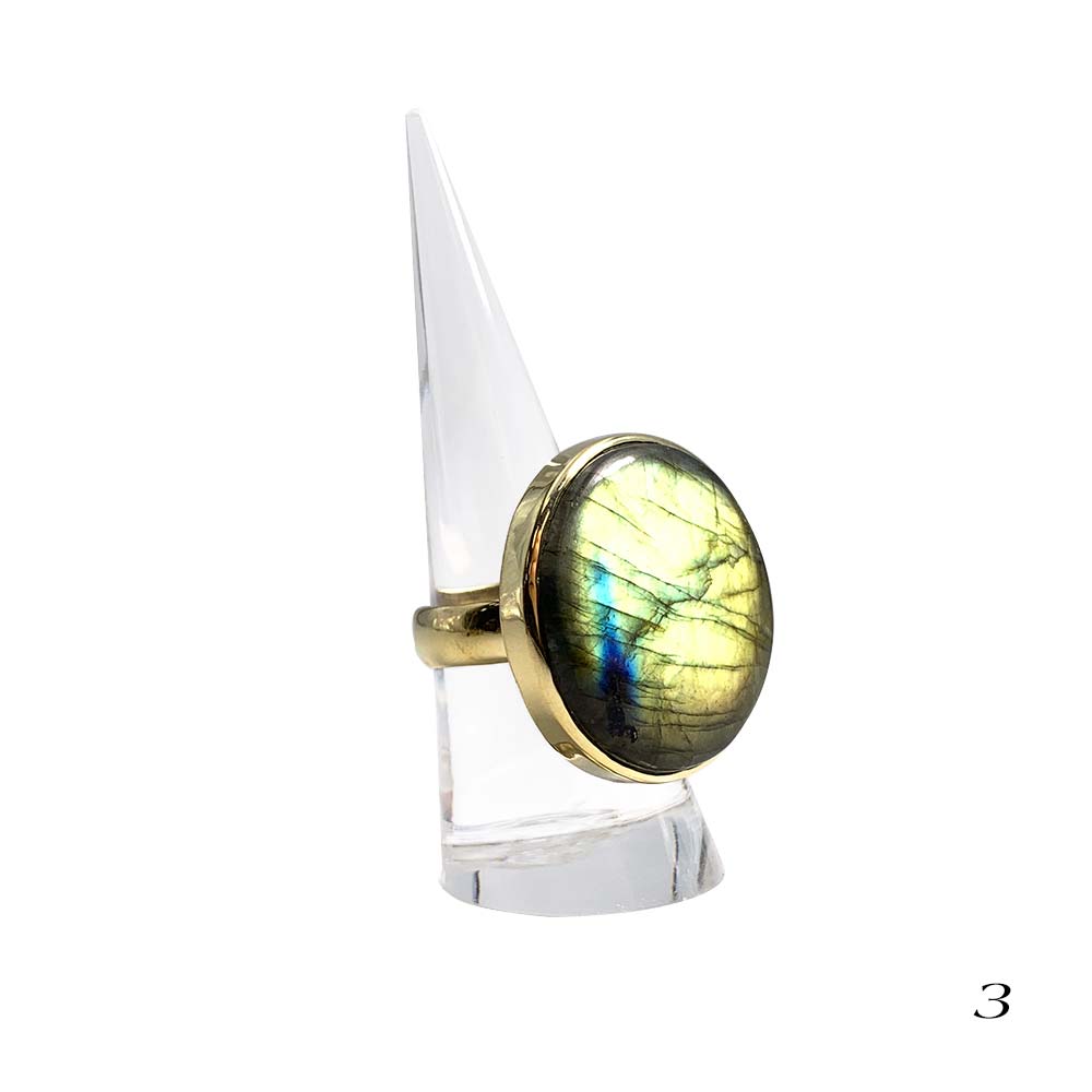 Bague Laiton Réglable en Labradorite