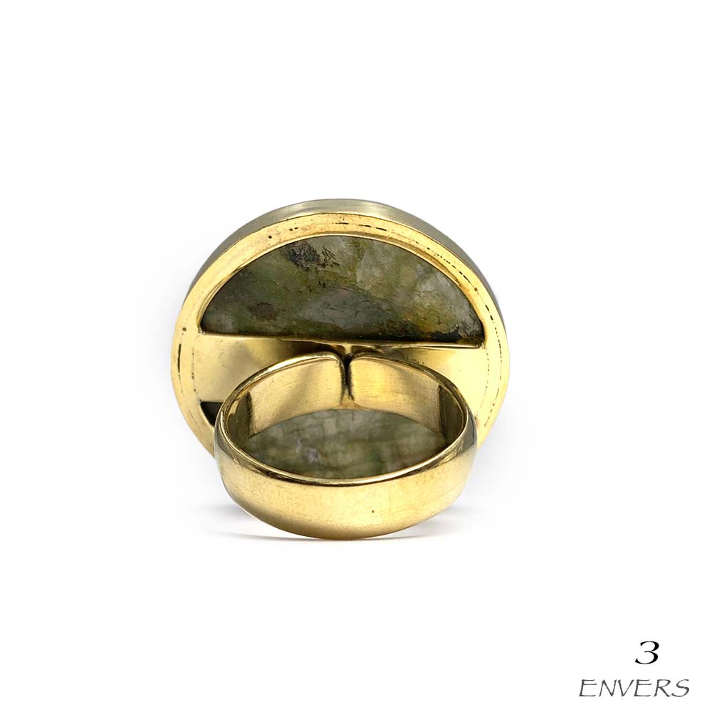 Bague Laiton Réglable en Labradorite