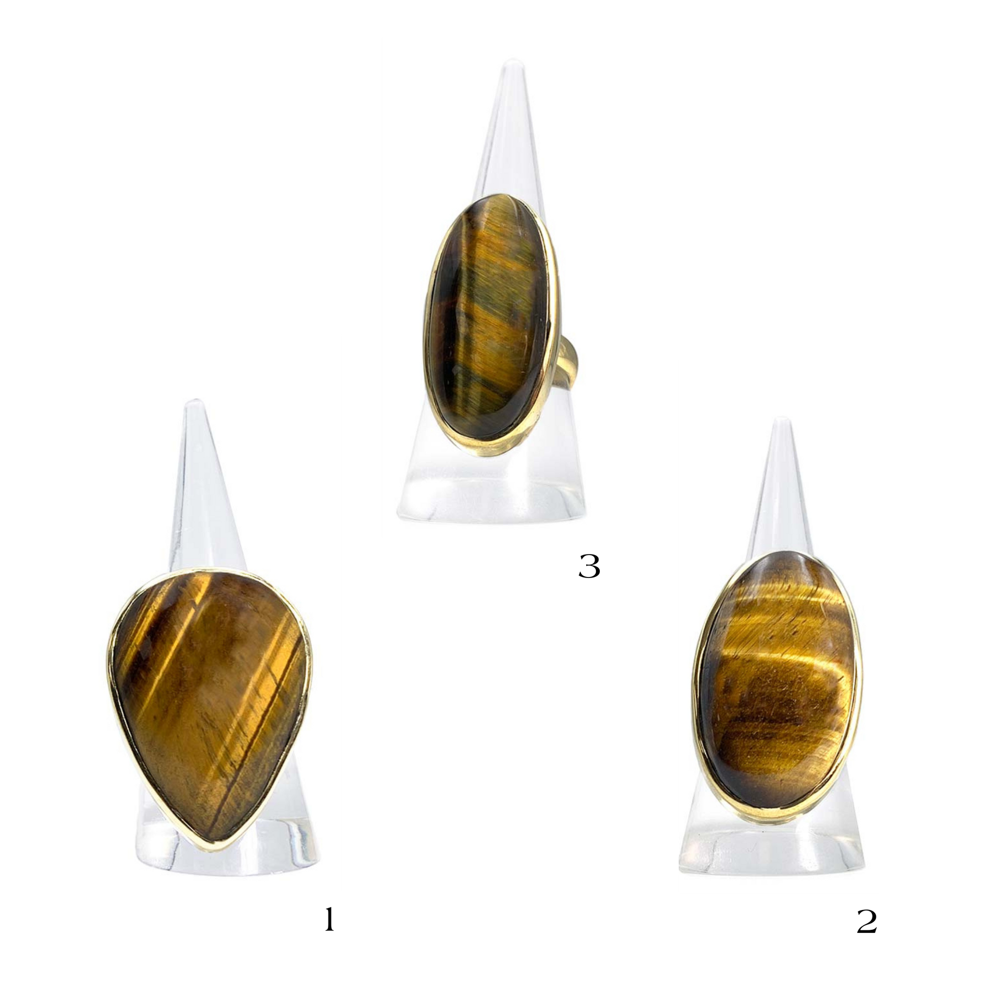 Bague Laiton Réglable en Oeil de Tigre