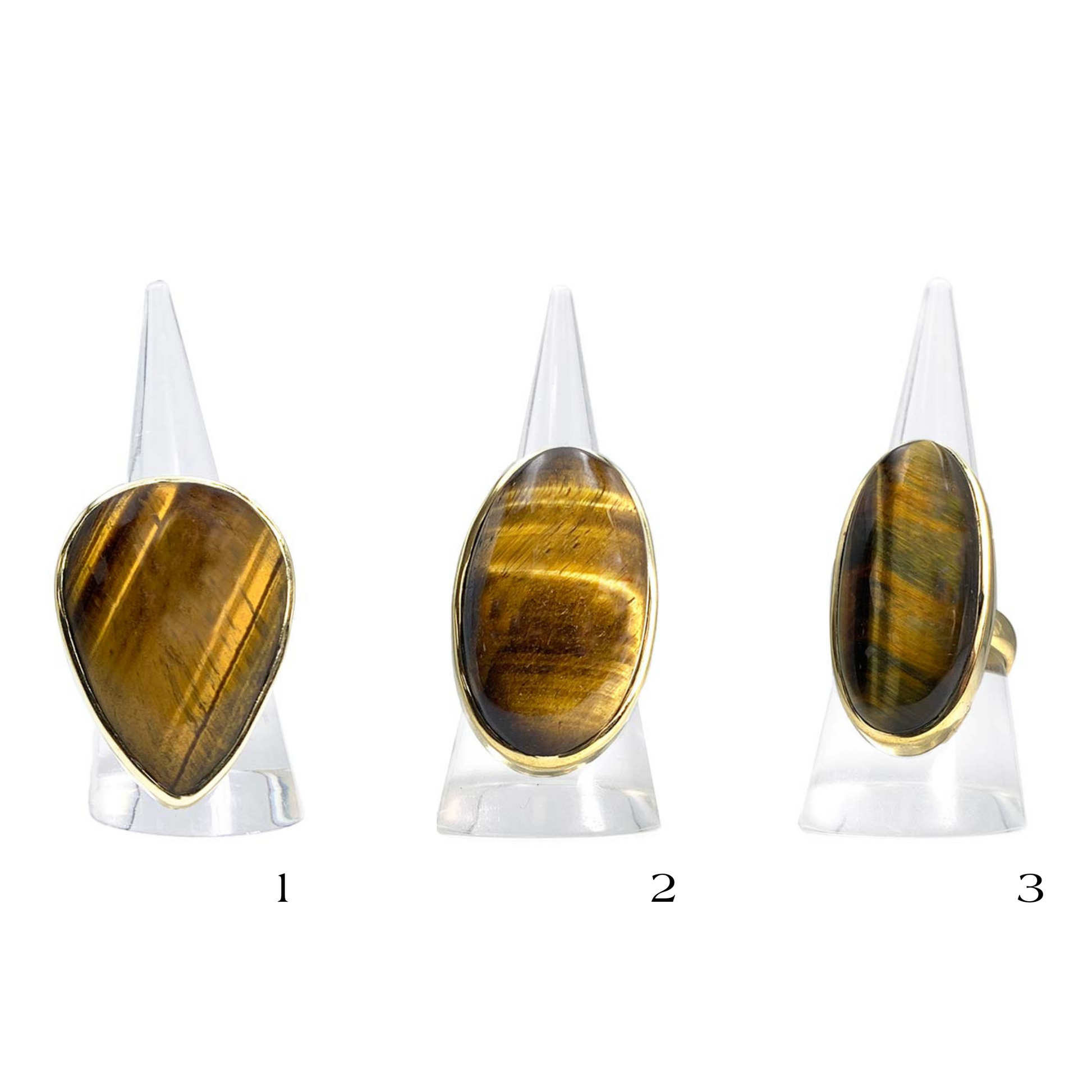 Bague Laiton Réglable en Oeil de Tigre