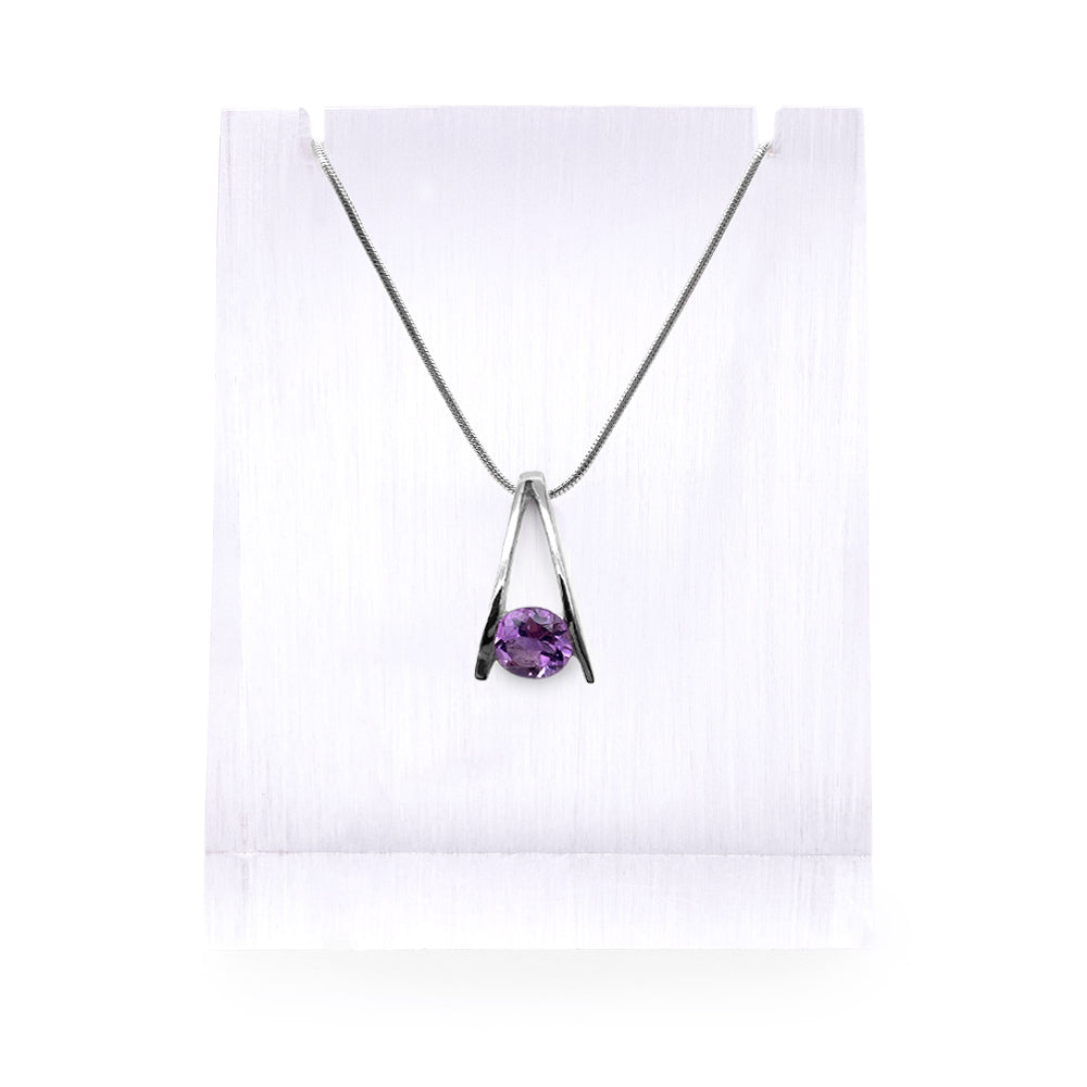 Pendentif en Argent Rhodié et Pierre Naturelle - Modèle Lumina