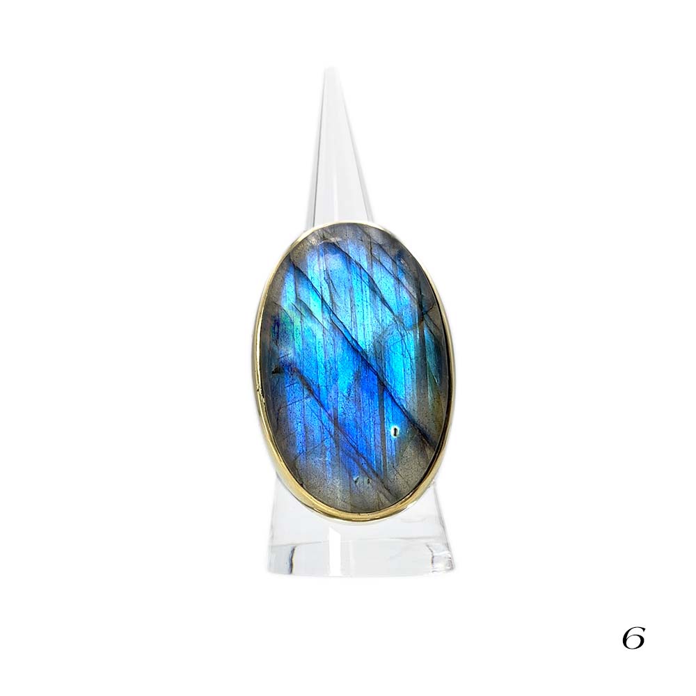 Bague Laiton Réglable en Labradorite
