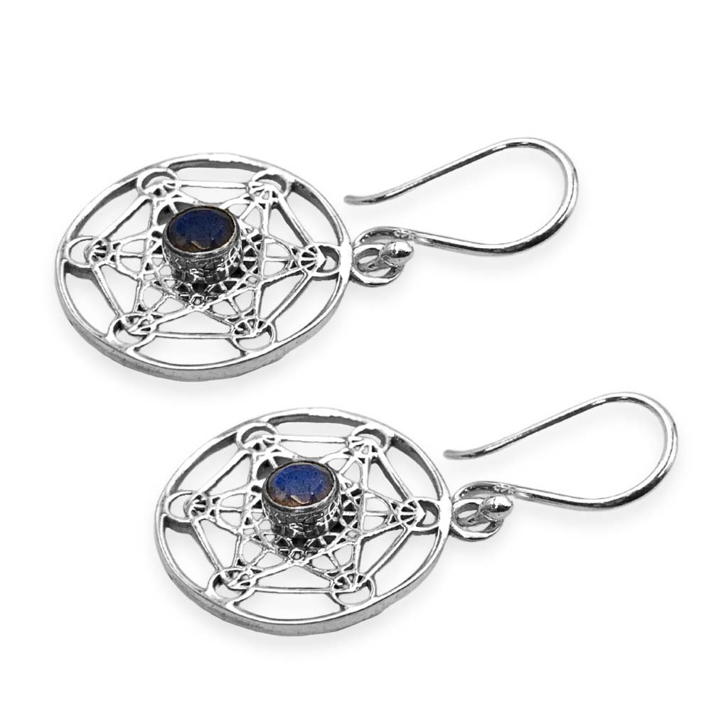 Boucles d'oreilles en Argent - Cube de Métatron - Pierres Naturelles
