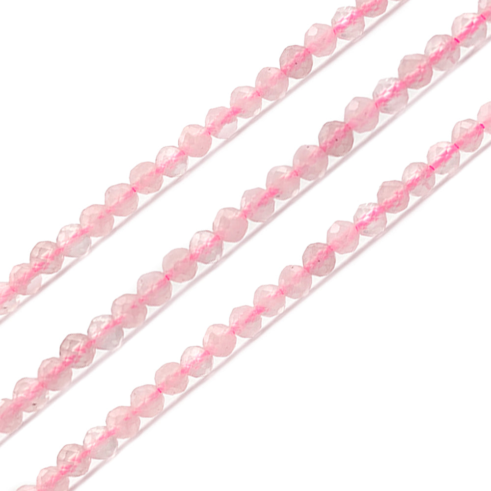 Fil de Perles Facettées Quartz Rose