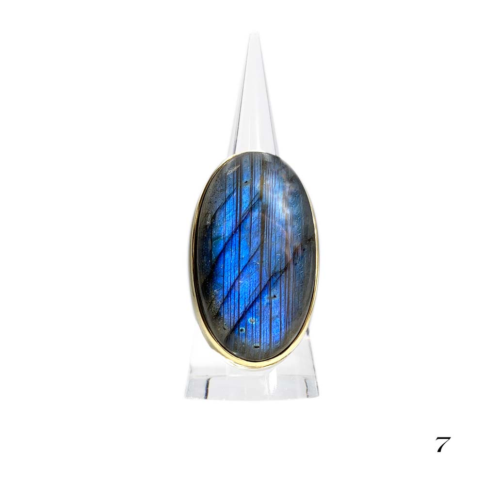 Bague Laiton Réglable en Labradorite