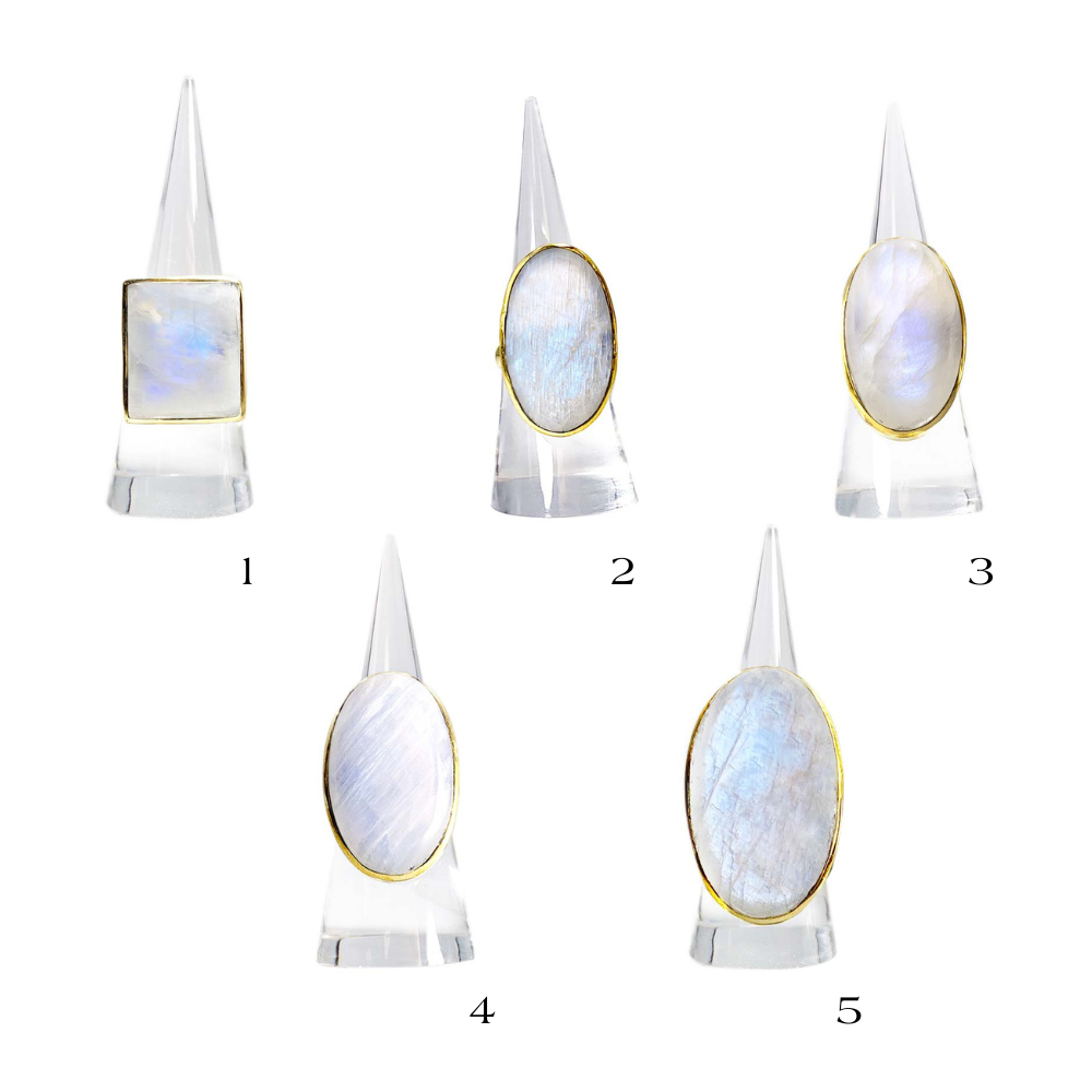 Bague Laiton Réglable en Labradorite Blanche / Péristérite