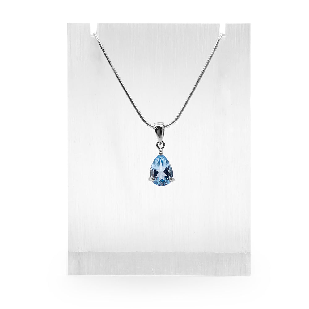 Pendentif en Argent Rhodié et Pierre Naturelle - Modèle Lluvia