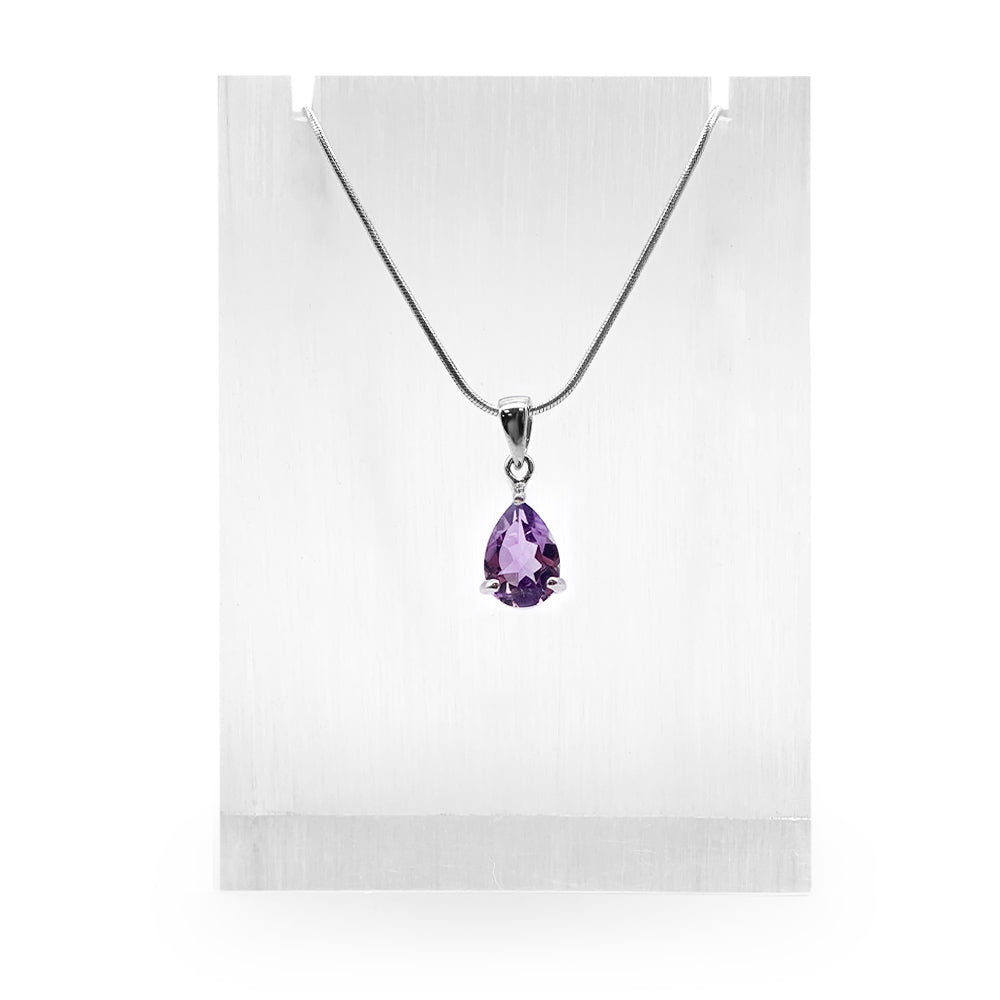 Pendentif en Argent Rhodié et Pierre Naturelle - Modèle Lluvia