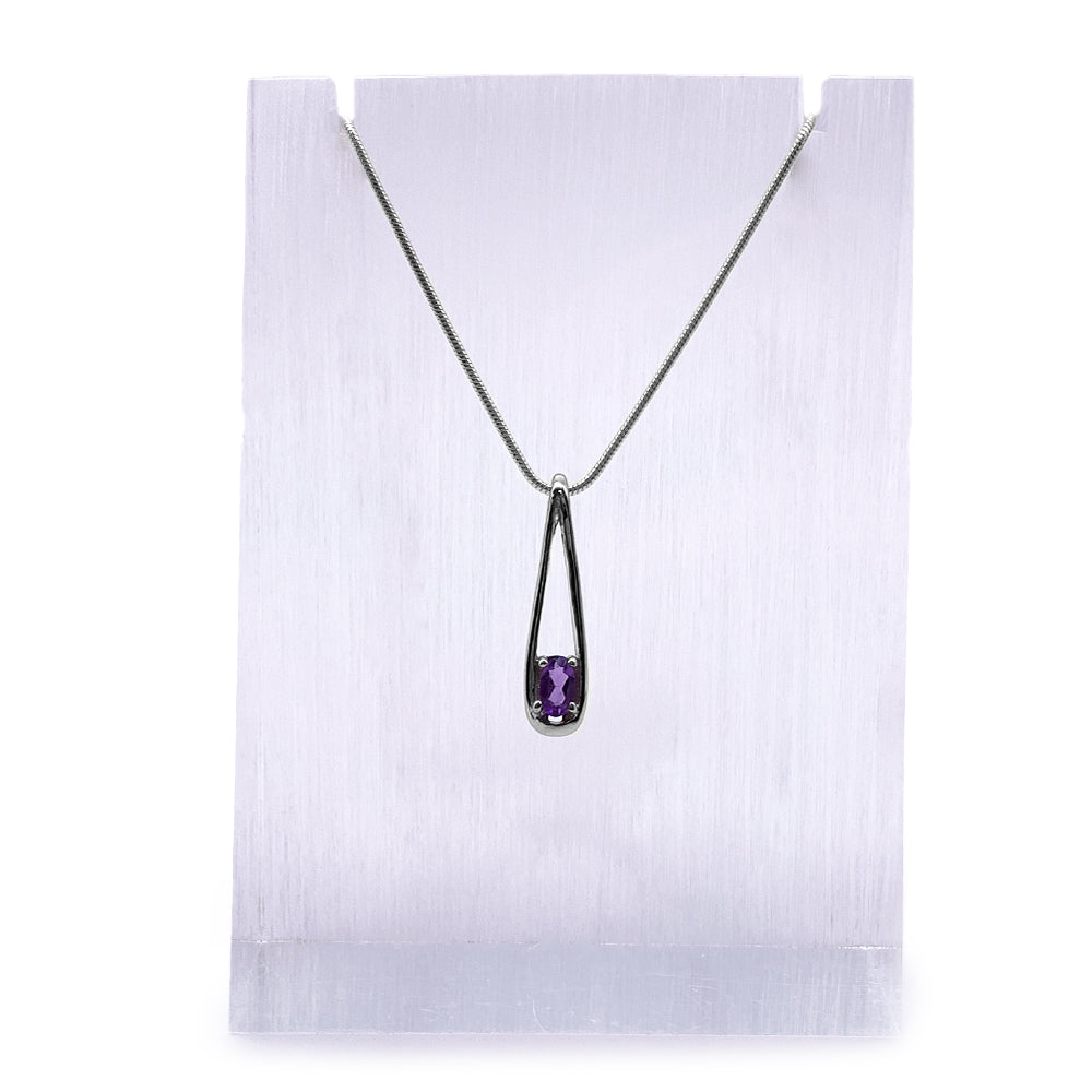 Pendentif en Argent Rhodié et Pierre Naturelle - Modèle Phinéa