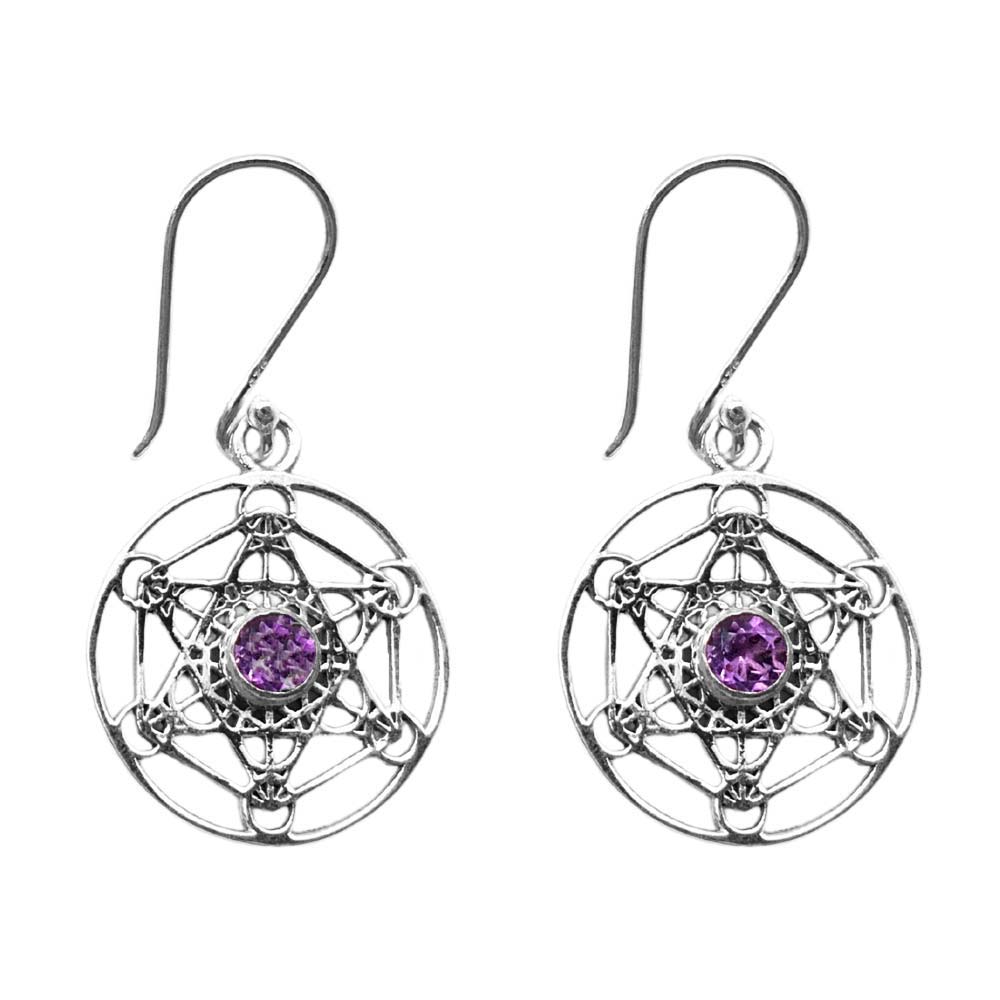 Boucles d'oreilles en Argent - Cube de Métatron - Pierres Naturelles