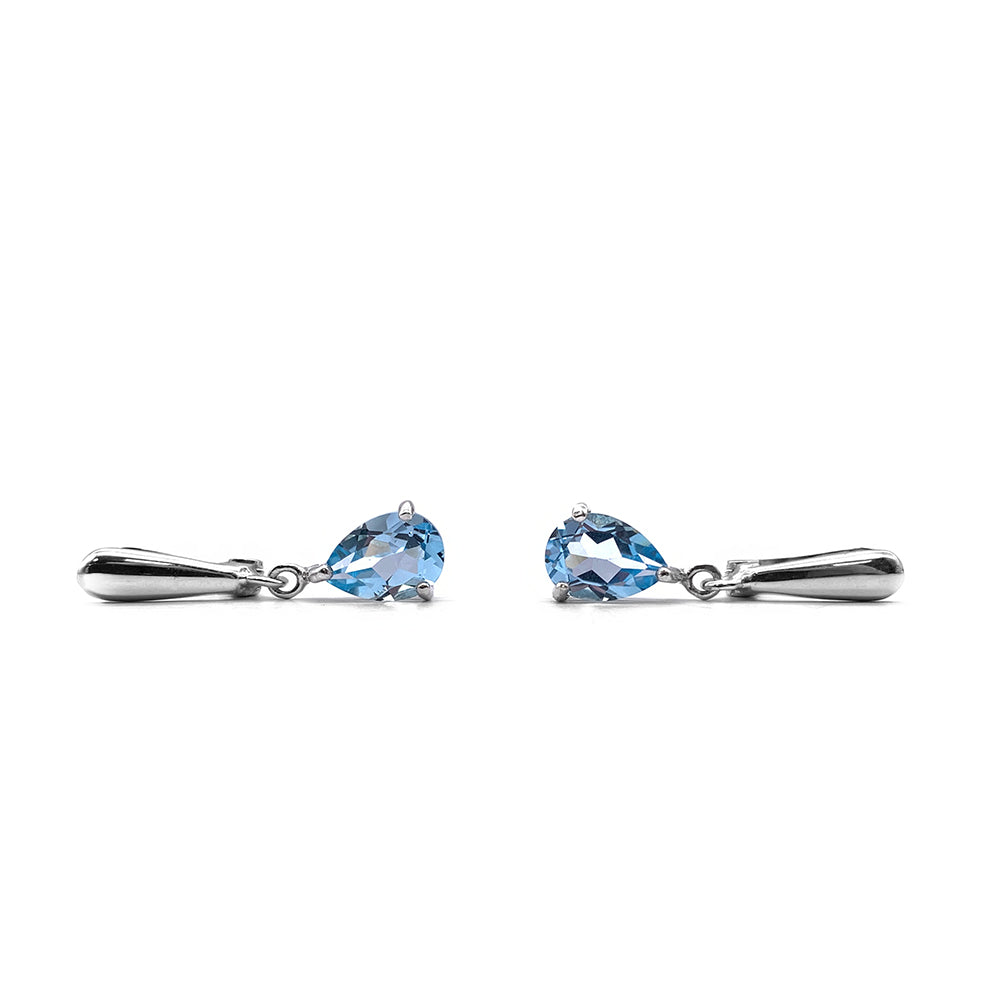 Boucles d'oreilles en Argent Rhodié et Pierre Naturelle - Modèle Lluvia