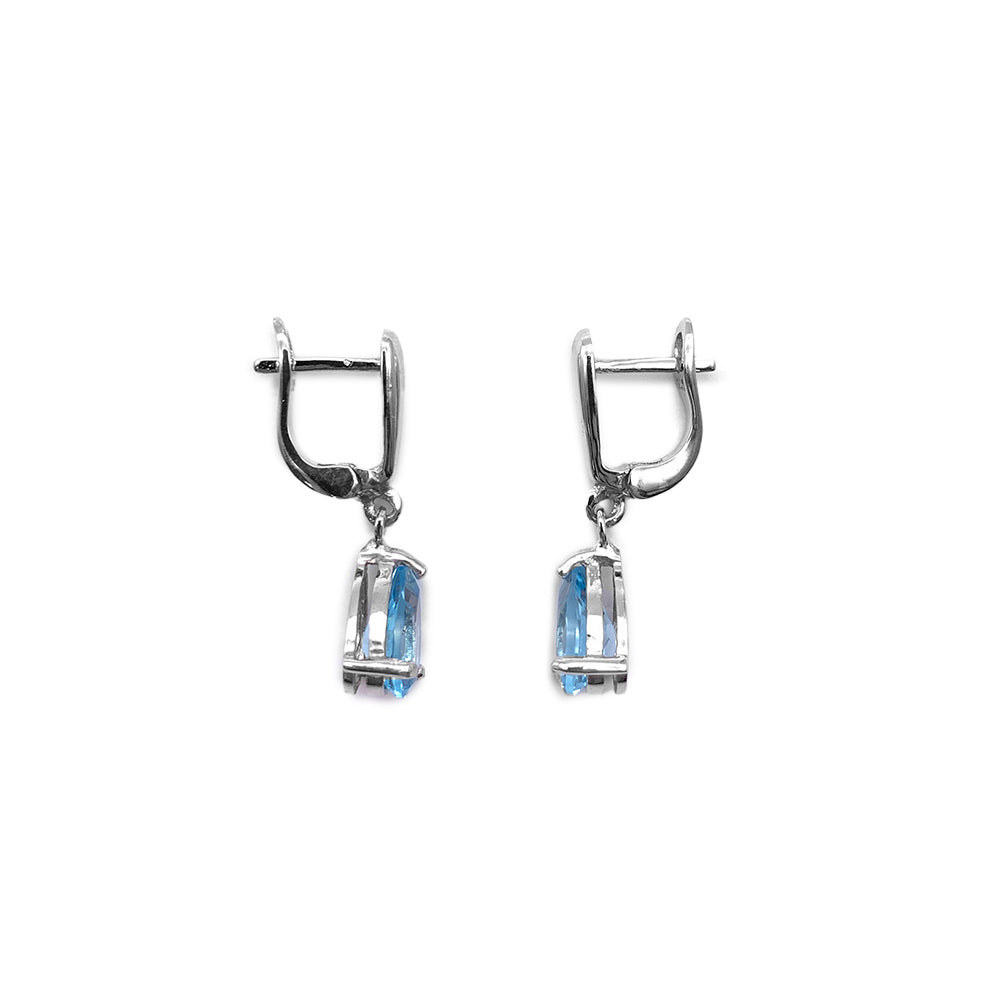 Boucles d'oreilles en Argent Rhodié et Pierre Naturelle - Modèle Lluvia
